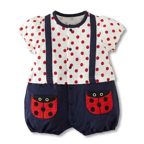 

Summer Wear Infant Printed Baby Short Sleeve Clothes New Style Suspender Strap Romper Newborns One Piece