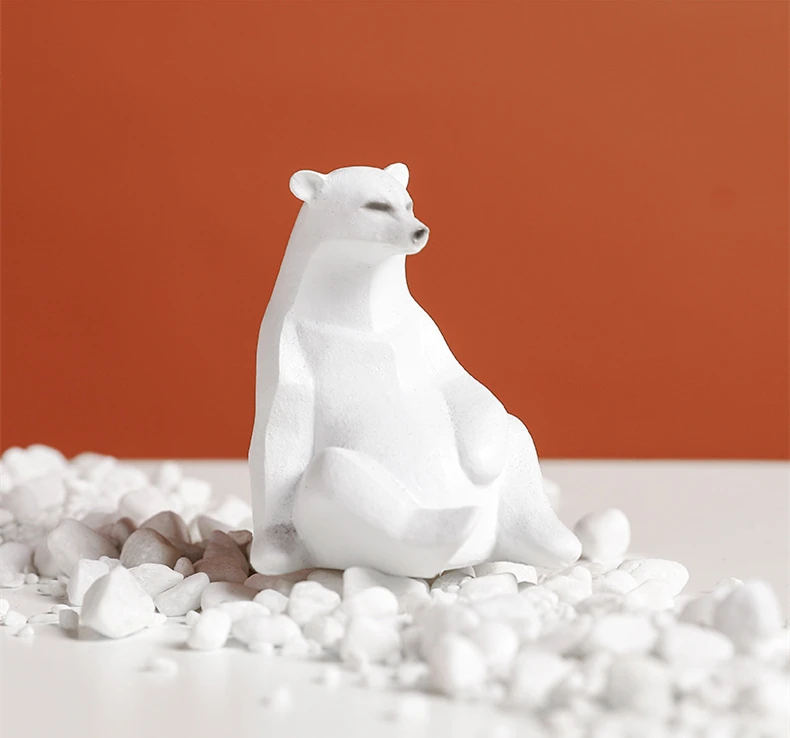 Abstract Polar Bear Resin Statue Sculpture Geometric Art Animal Orname