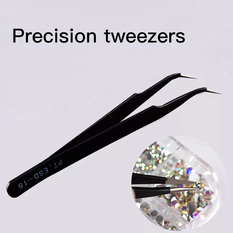 Precision Tweezers 2pcs Anti-static Stainless Steel ESD Tweezer Electronics Repair Tools