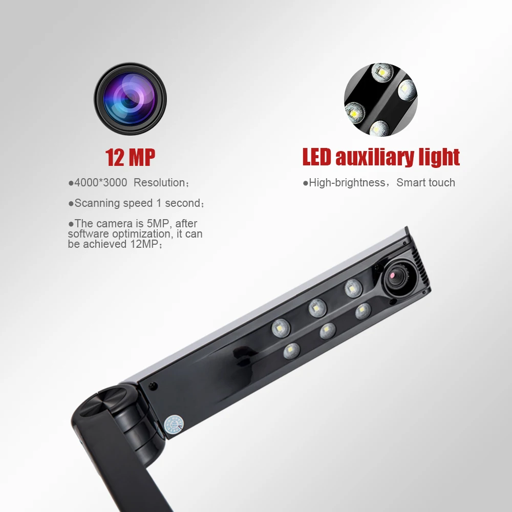 Portable A4 5Megapixel Book＆Document Scanner Built-in OCR Function and High Speed Documentation Camera for Classroom Home Office portable scanner