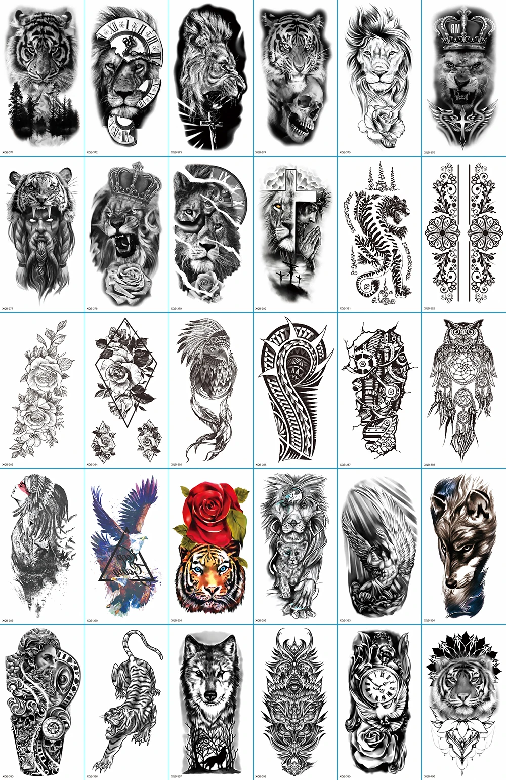 Tattoo Sticker Temporary Tattoos Waterproof Temporary Tattoo Sticker Big Tiger Lion Wolf Rose Arm Tattoo Hipster Man Woman Body Art