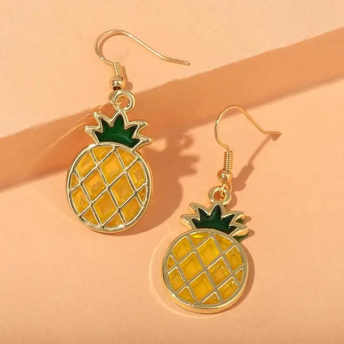 Earrings assorted &quotananasiki" round color yellow-green in gold | Украшения и аксессуары