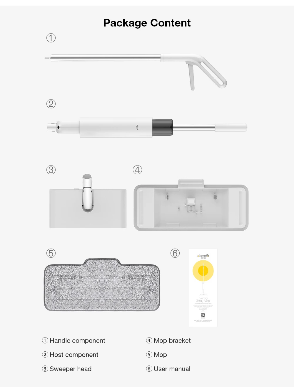 Deerma TB900 Multifunction Water-spray Mop Sweeper 230ml Dustbin 280ml Watertank Rotatable Design