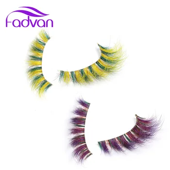 

10 Pairs Wholesale Makeup False Eyelash Color Red Green Strip Lashes for Party