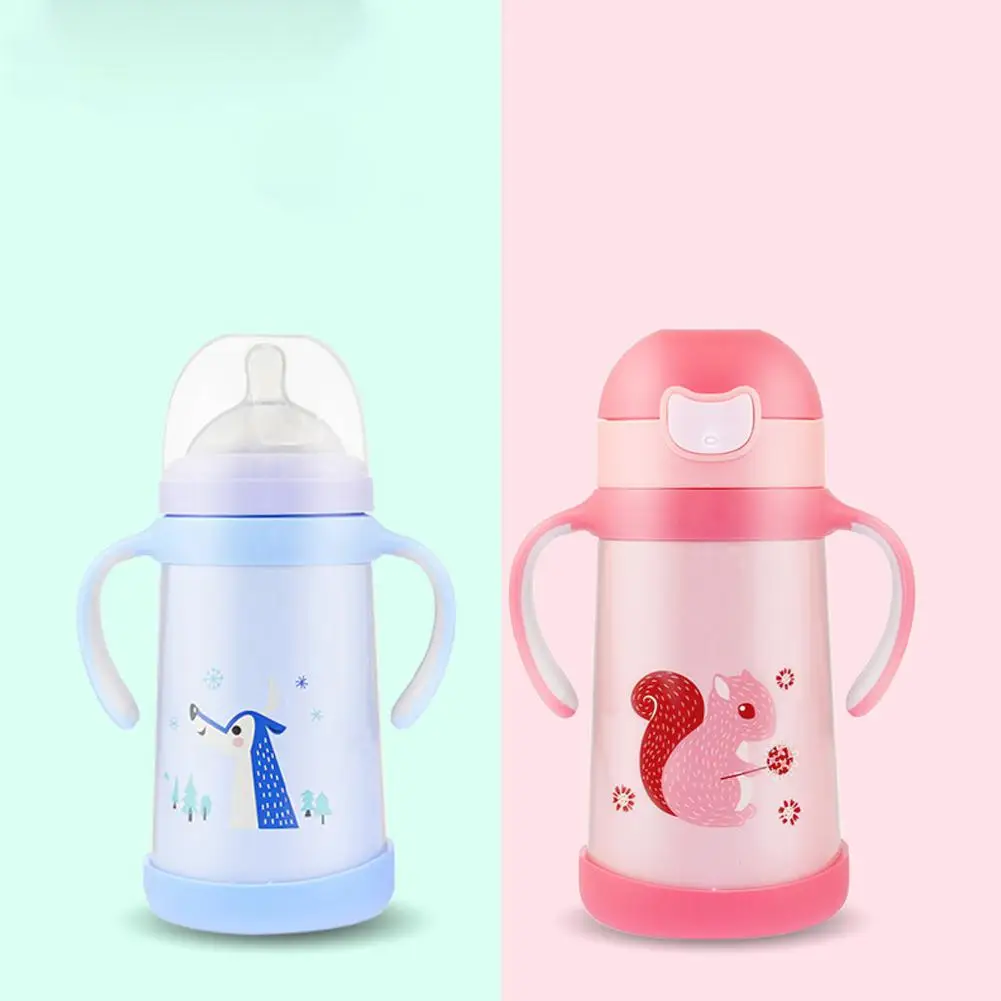 320ml Children Dual-use Stainless Steel Wide-mouth Insulated Baby Feeding Bottle | Мать и ребенок
