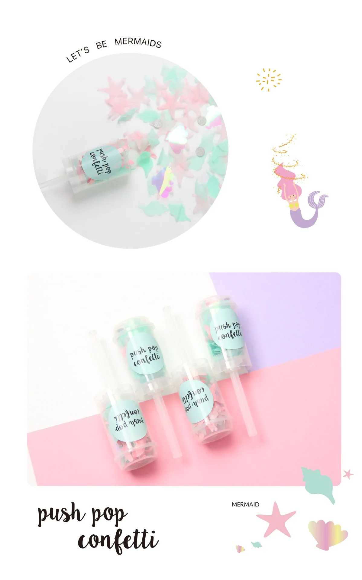 Push Poppers розы в ассортименте золотые Конфетти Свадебный юбилей Push Pop дождь из конфетти для малыша Русалка Вечерние DIY украшения на день рождения