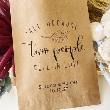 

Custom Fall Wedding, Candy Bags, Candy Buffet Bags, Cookie Buffet Bags, Personalized Wedding Favor Bags，Kraft Paper Treat Bags