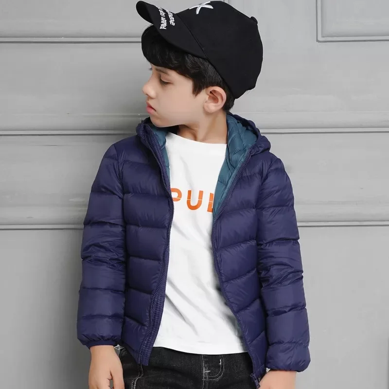 Chaqueta de plumón de pato para invierno, abrigo ligero con capucha para chico y niña, prendas de vestir de 1, 2, 4, 6, 8, 10, 12, 14 y 16 años, 90%