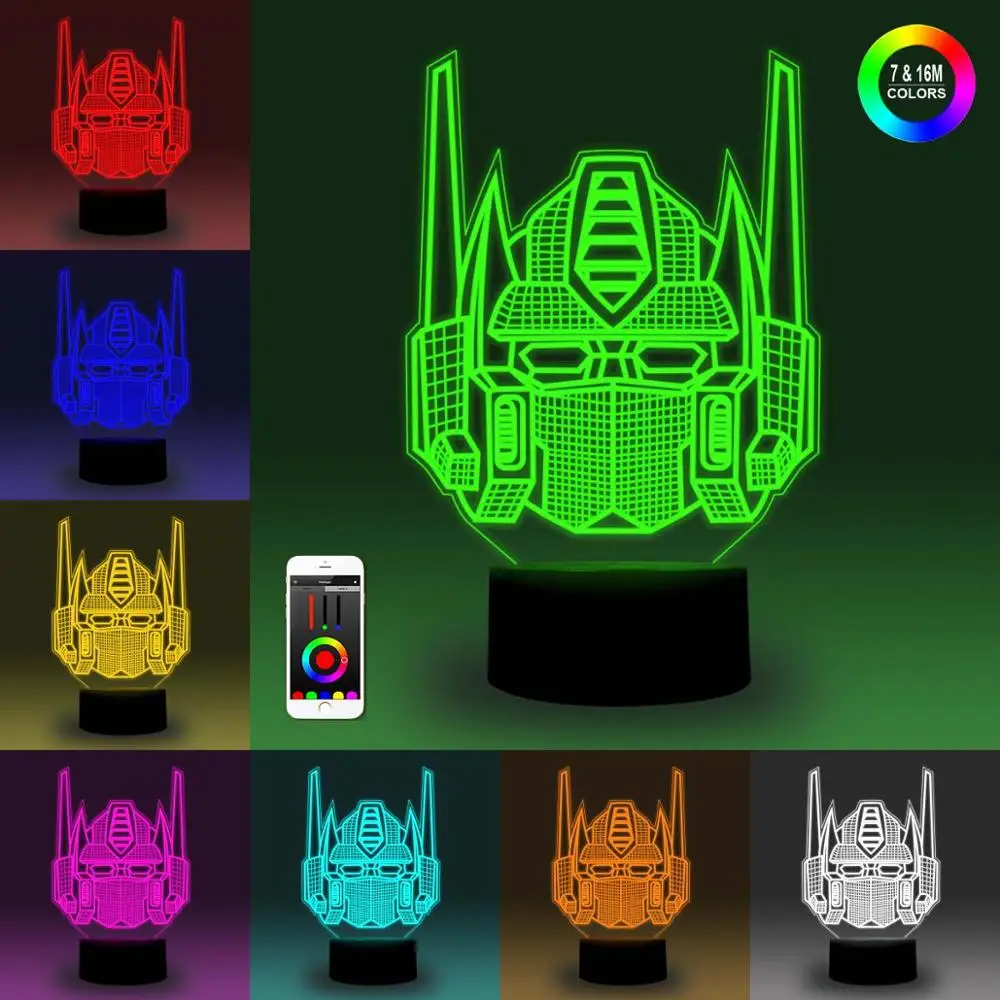 NiteApps 3D Optimus Prime ночник настольная Иллюзия украшение лампа подарок на день рождения приложение/сенсорное управление