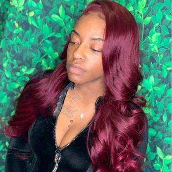 

Body Wave Synthetic Lace Front Wigs For Women Long Red Colored Party Wear Wig With Baby Hair High Temperature Fiber Hair