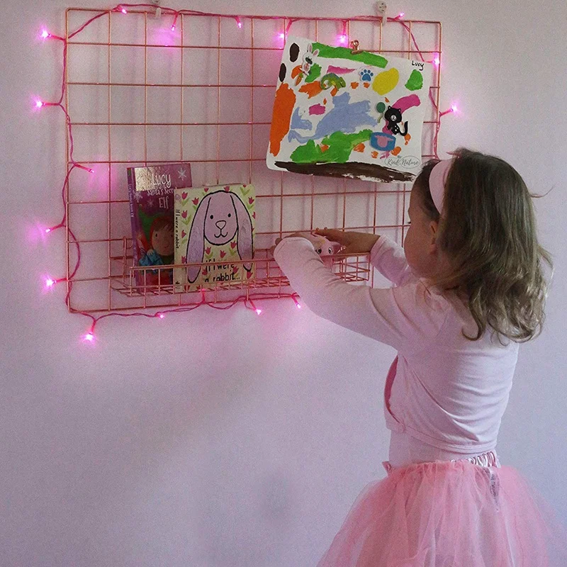 Розовая Золотая сетка настенная корзина Проволочная полка для панели сетки