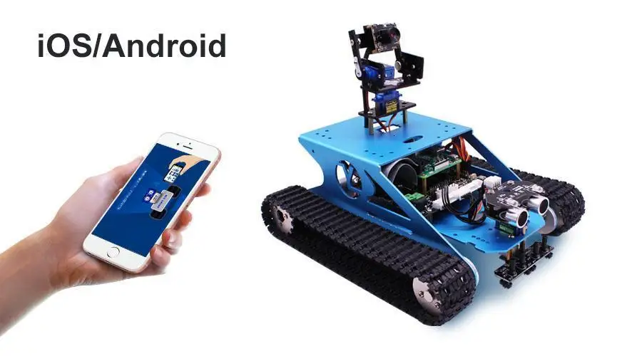 

New Tracked Tank Smart Robotic Kit Bluetooth Video Programming Electronic Toy DIY Self-Balance Car Robot Kit With Raspberry PI