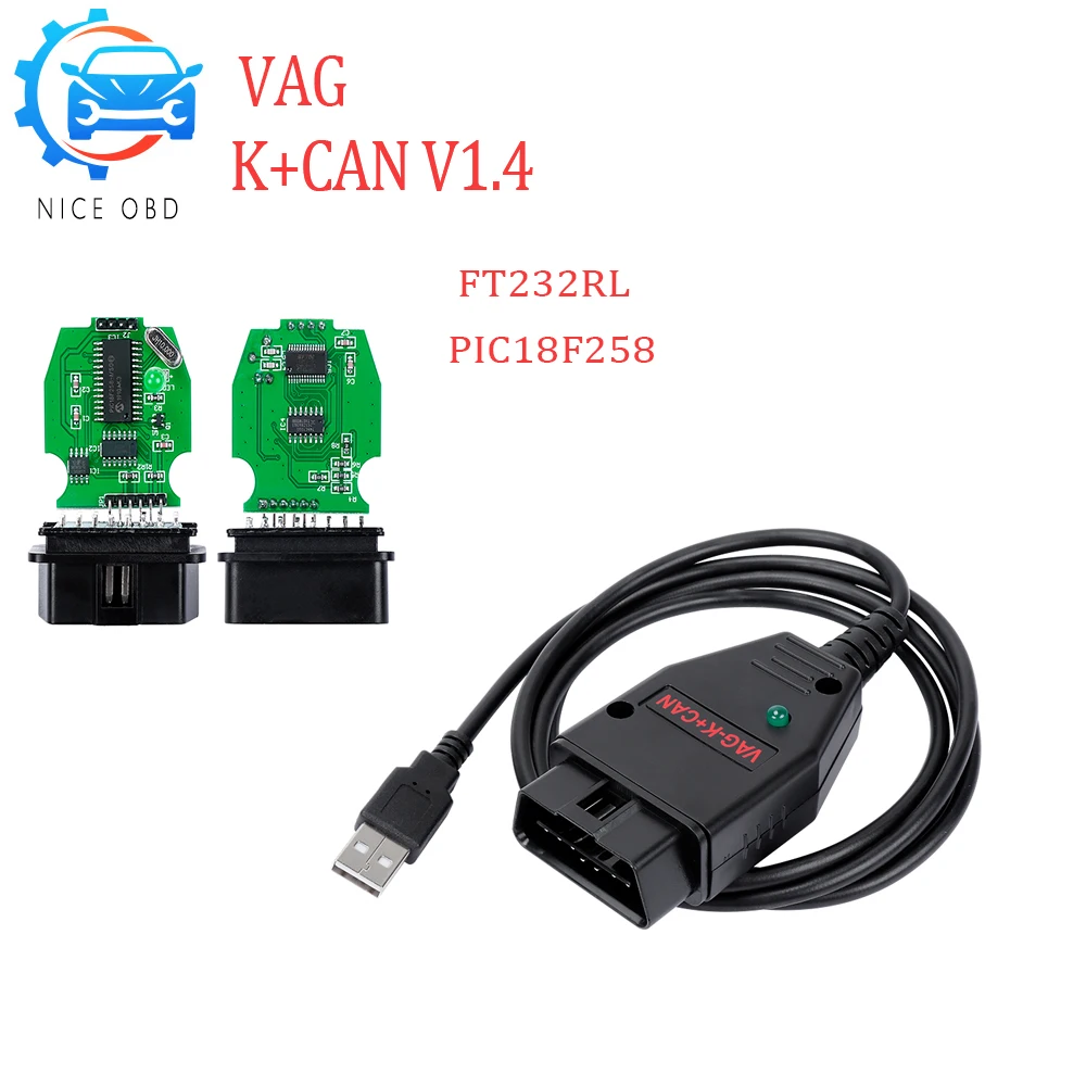 Сканер OBDII VAG k + can v1.4 Commander с чипом FTDI FT232RL PIC18F258 сканер obd K CAN 1 4 для AUDI/VW/Skoda/Seat