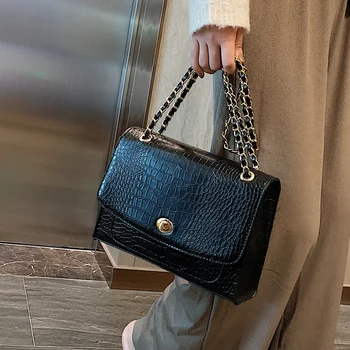 

Vintage Stone pattern Crossbody bag 2020 New High Quality PU leather Women's Designer Handbag Lock Chain Shoulder Messenger Bag