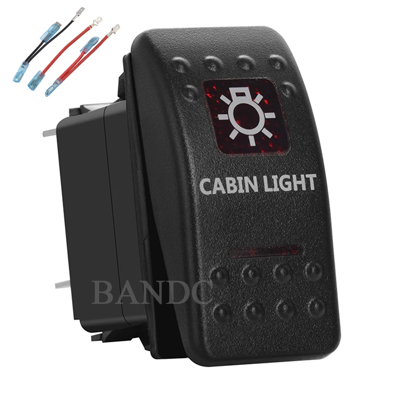 CABIN LIGHT Rocker Switch 5 Pins on off SPST Dual Red Led for Car Boat