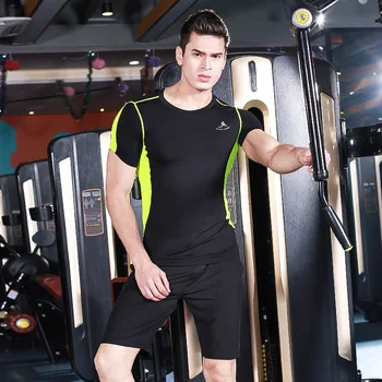 

Skin Tight Thermal Under Short Sleeve Jerseys Rashguard Crossfit Exercise Men Compression Shirts Workout Fitness Sportswear Set