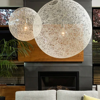 

Post Modern Designer Creative E27 Rattan Weaving Hemp Ball Pendant Light New Design Restaurant Bars Bird's Nest Led Hanging Lamp