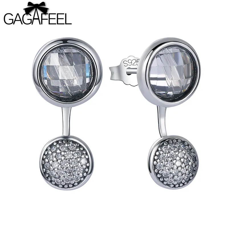 GAGAFEEL, женские серьги-гвоздики с прозрачным кристаллом и цирконием, 925 пробы серебряные серьги, модные ювелирные аксессуары