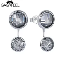 GAGAFEEL, женские серьги-гвоздики с прозрачным кристаллом и цирконием, 925 пробы серебряные серьги, модные ювелирные аксессуары