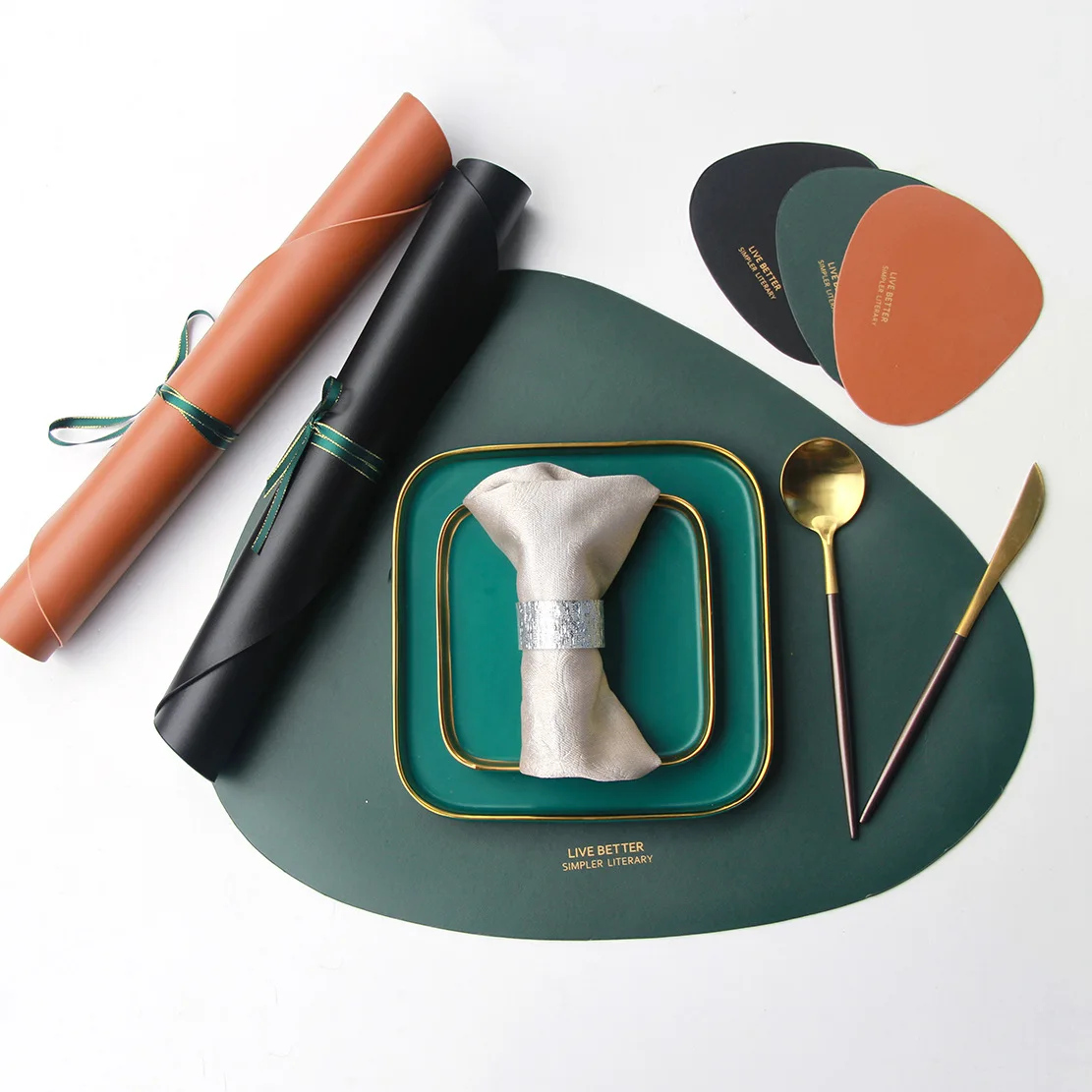 Подставка под столовую посуду водонепроницаемый коврик из искусственной кожи с