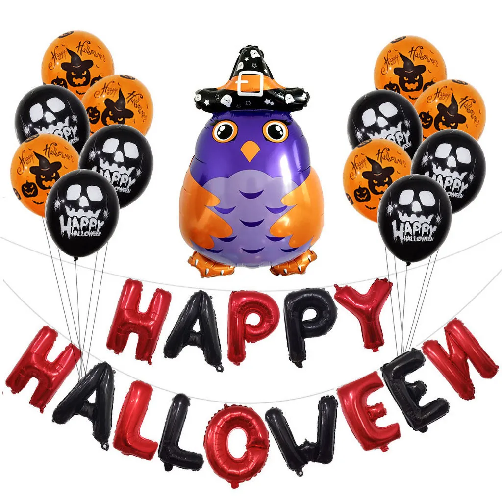 Halloween Home Bar Hanging Decoration Horror Combination Balloon Celebration Party Aluminum Film And Latex Balloon Accessories - Цвет: B