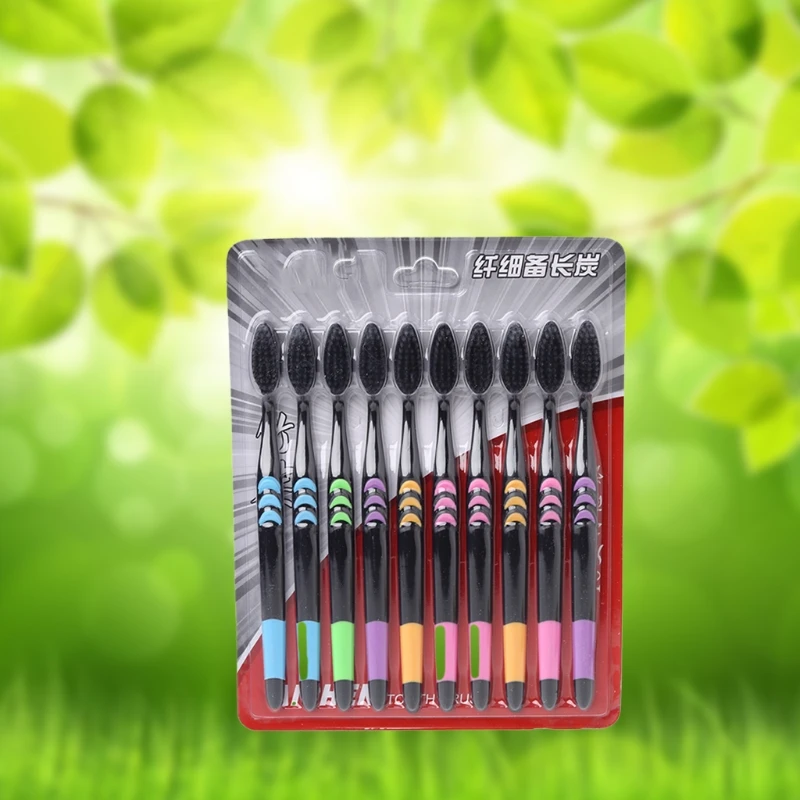 10pcs Soft Bamboo Charcoal Nano Toothbrush Oral Care antibacterial Adults R3MF