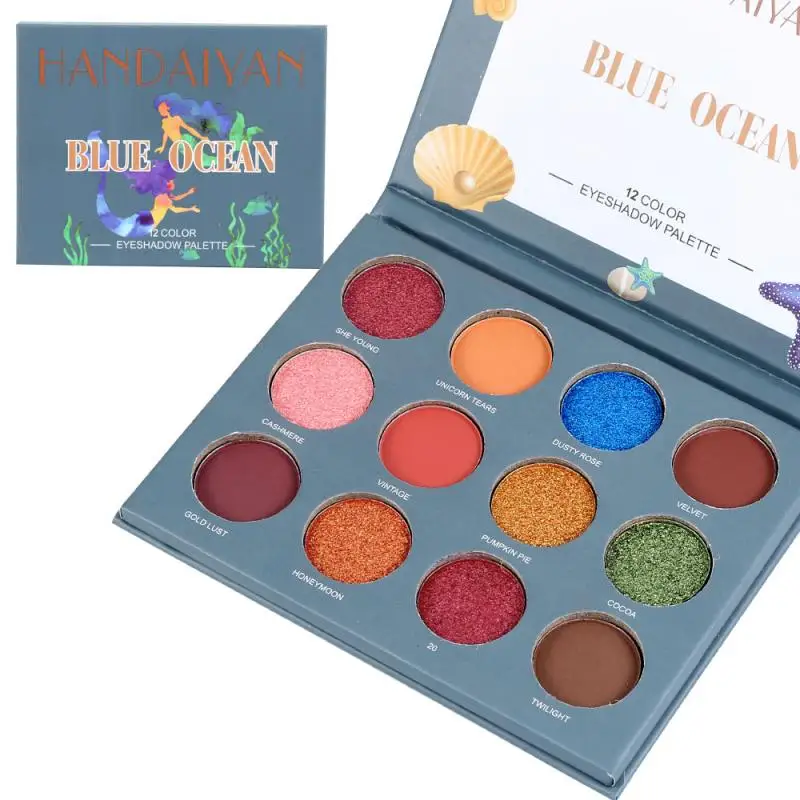 HANDAIYAN Marble 12 Colors Eyeshadow Pearlescent Matte Eye Shadow Pallete Lasting Makeup Palette Eye Cosmetics TSLM2