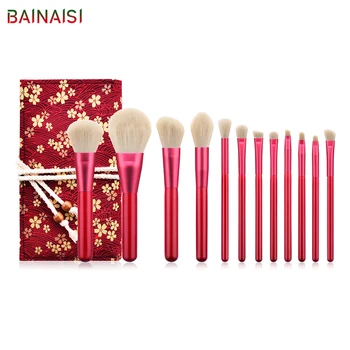

BAINAISI 12Pcs Makeup Brushes Natural Goat Hair Foundation Powder Eye Shadow Blush Blending Make Up Brush Cosmetics Brush Set