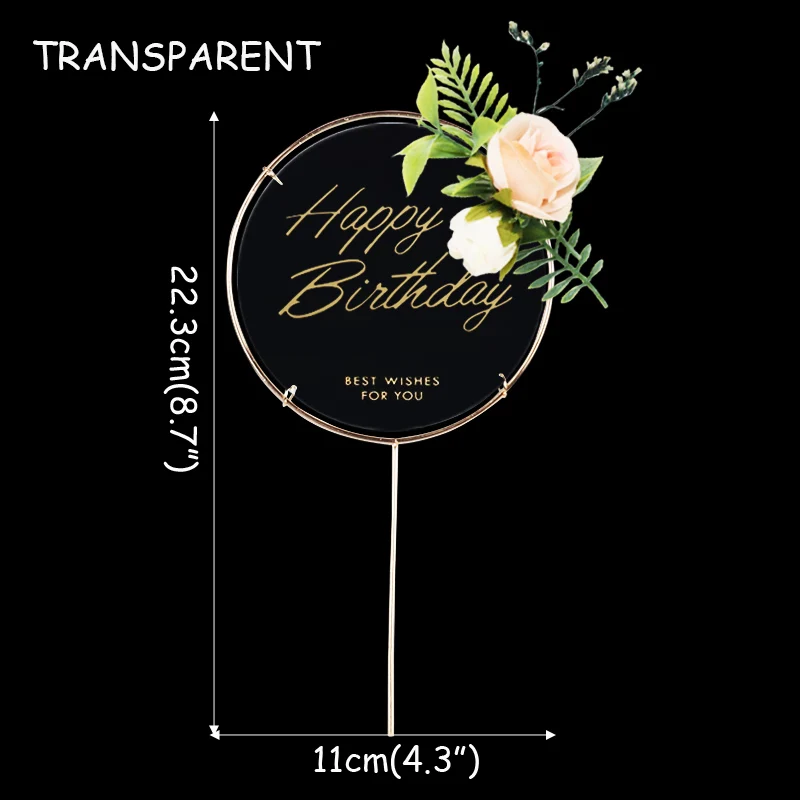 Transparent B 1 шт. Топпер для торта «С Днем Рождения» круглые квадратные акриловые флаги для выпечки детей взрослых день рождения вечеринки украшения прозрачный Caketopper - Цвет: Transparent B