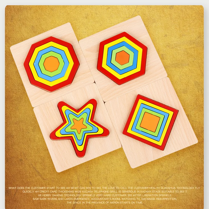 Многослойные деревянные пазлы Tangram Геометрические Цвета познание Ранние