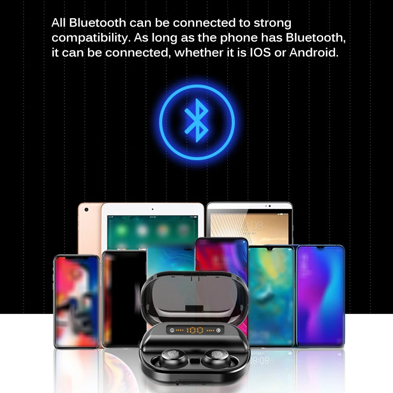 Bluetooth наушники Led TWS 5,0 наушники Смарт водонепроницаемые спортивные наушники 8D стерео HQ Музыка беспроводные наушники с power Bank