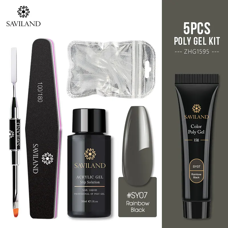 15ML 5PCS SET 19 SAVILAND алмазные полигелевые наборы для наращивания ногтей, 15 мл, замачиваемый УФ светодиодный Гель-лак, лак с блестками, блестящий, Быстрый дизайн ногтей - Цвет: 15ML 5PCS SET 19