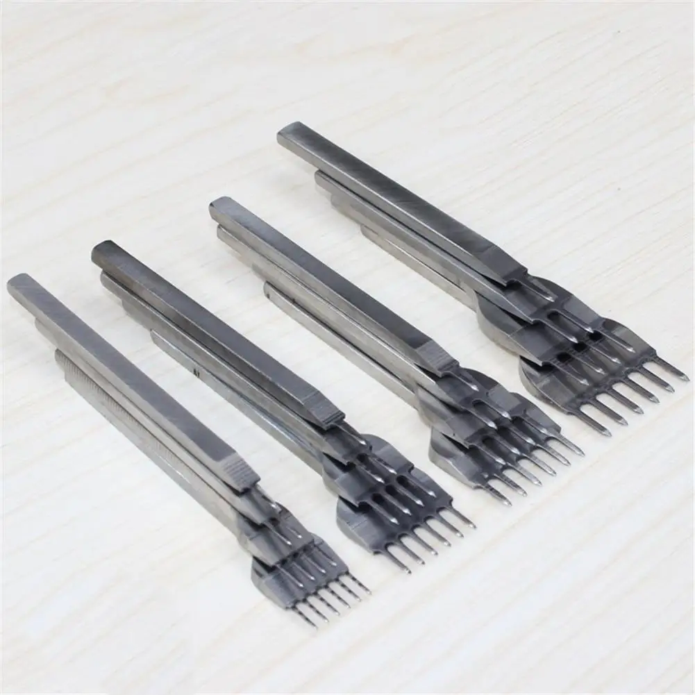 

4 Pcs/set 3/4/5/6mm Leather Craft Tools Hole Punches Lacing Stitching Punch Tool 1+2+4+6 Prong
