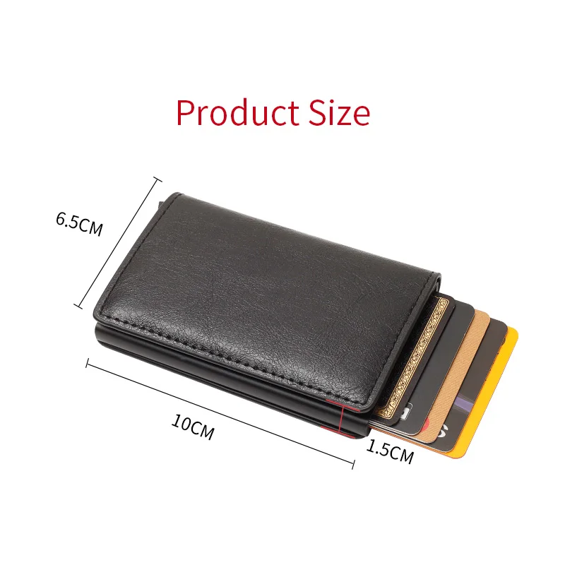 RFID Crazy Horse PU Leather Aluminium Box Credit Card Holder Men And Women Metal Fashion Card