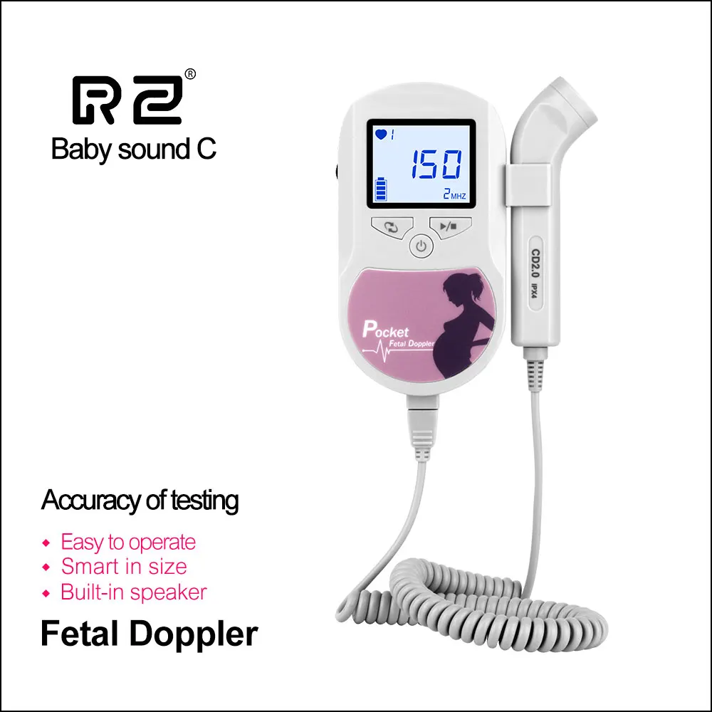 

RZ Fetal Doppler Prenatal Pocket Digital Baby Sound C Ultrasound Detector Angel Heartbeat Pregnant Doppler Prenatal Monitor