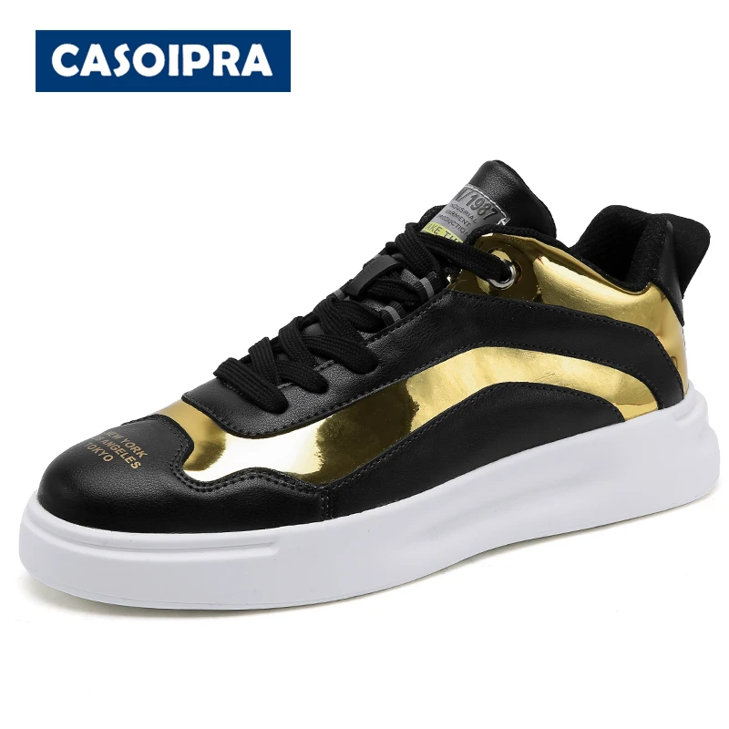 

CASOIPRA 2020 New Arrivals Men Shoes Black Gold Luxury Genuine Leather Casual Shoes Lace Up Comfortable Brand Male Shoes