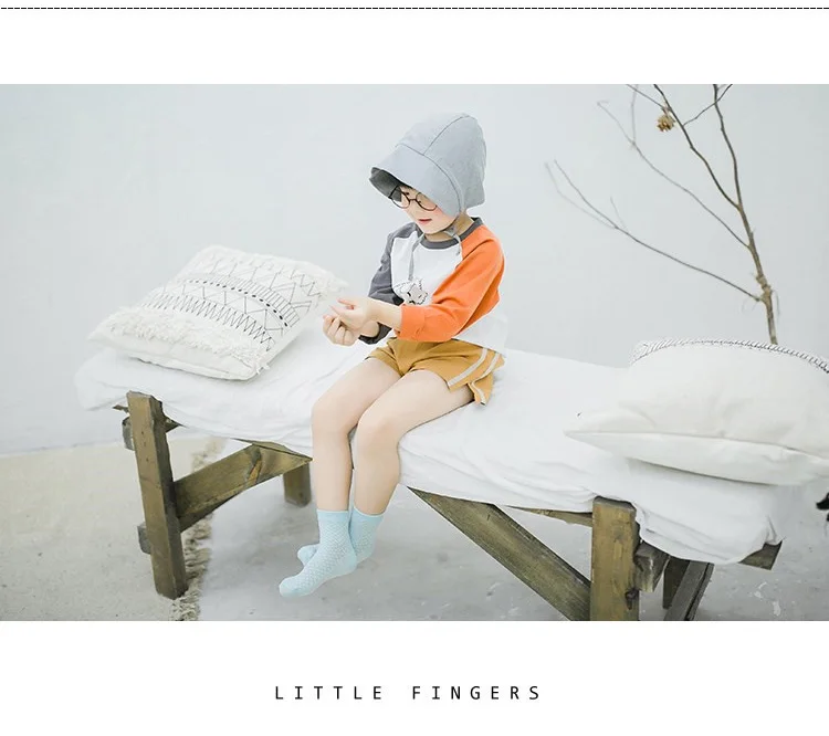 CHILDREN'S Socks Spring And Autumn Pure Cotton Thin Girls 5 Infant Baby BOY'S 0-1-3-6-7-9-Year-Old Tube Fishnet Stockings