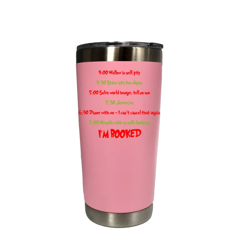 Рождество 20 унций стакан путешествия автомобиль кружка Изолированная нержавеющая сталь термос бутылка для воды кофе чашка с двойными стенками термосы пиво - Цвет: 20 oz pink