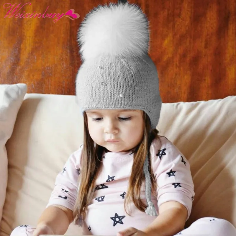 Модные детские шапки с жемчужинами, осенне-зимняя шапка для девочек, детские вязанные крючком шапки-бини шапки для мальчиков с помпонами, вязаные шапки от 0 до 4 лет Bebe