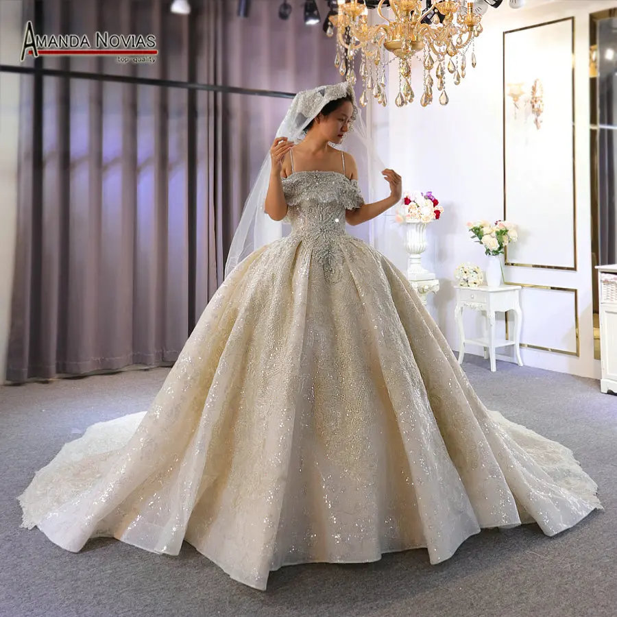 Luxury full beading dubai wedding dress 