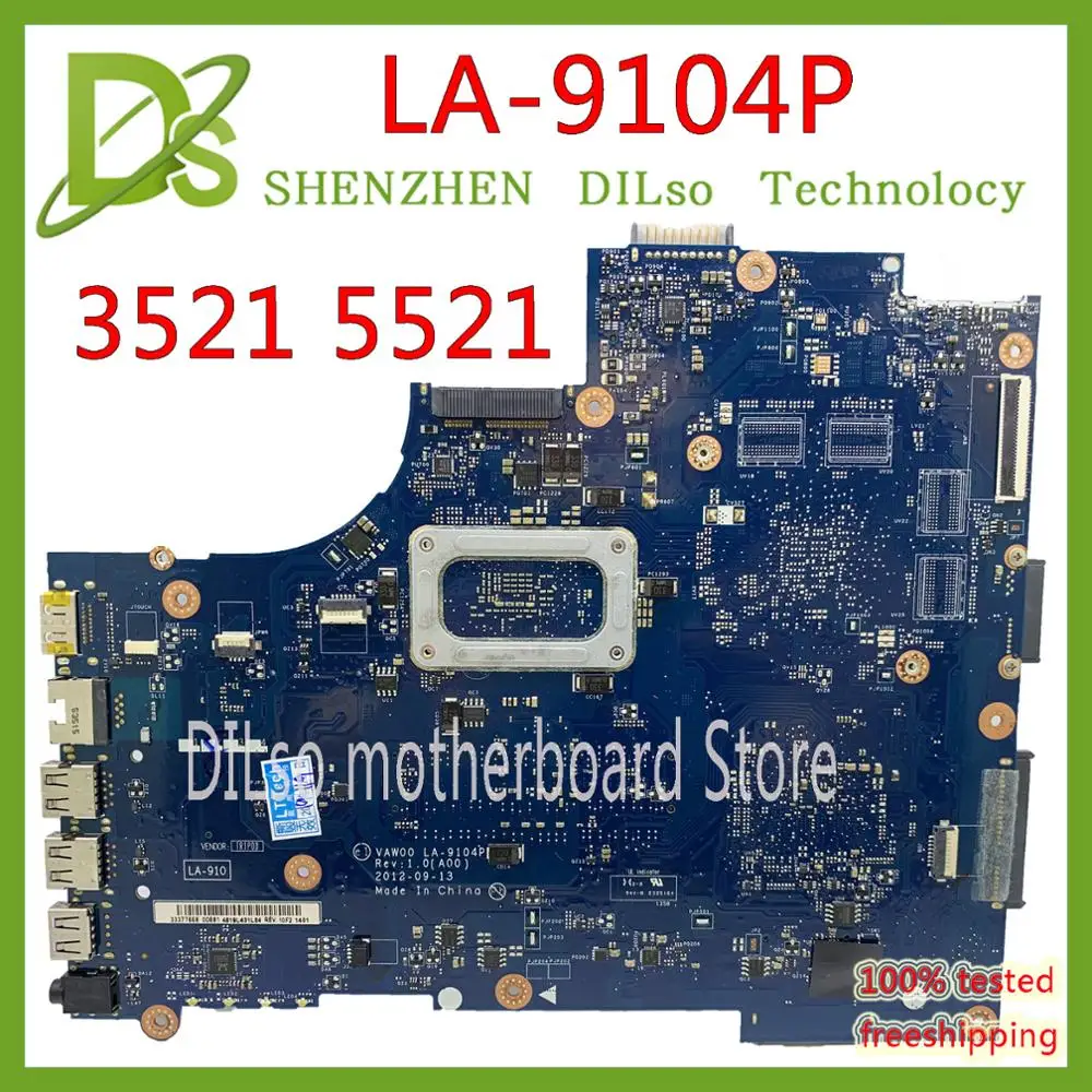 KEFU VAW11 LA-9104P для DELL Inspiron 15 3521 5521 Материнская плата ноутбука CN-00FTK8 LA-9104P SR0XF I3-3227CPU