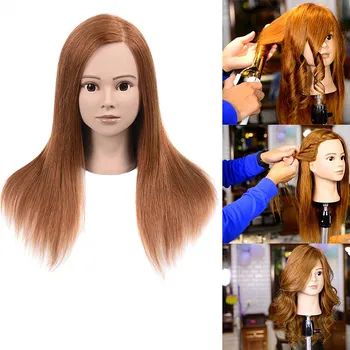 

100% real human hair female styling mannequin training head dummy doll manikin head with 16 inch long human hair