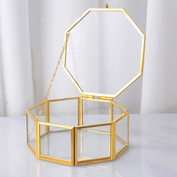 

8-sided Retro Glass Jewelry Box with Polished Edge