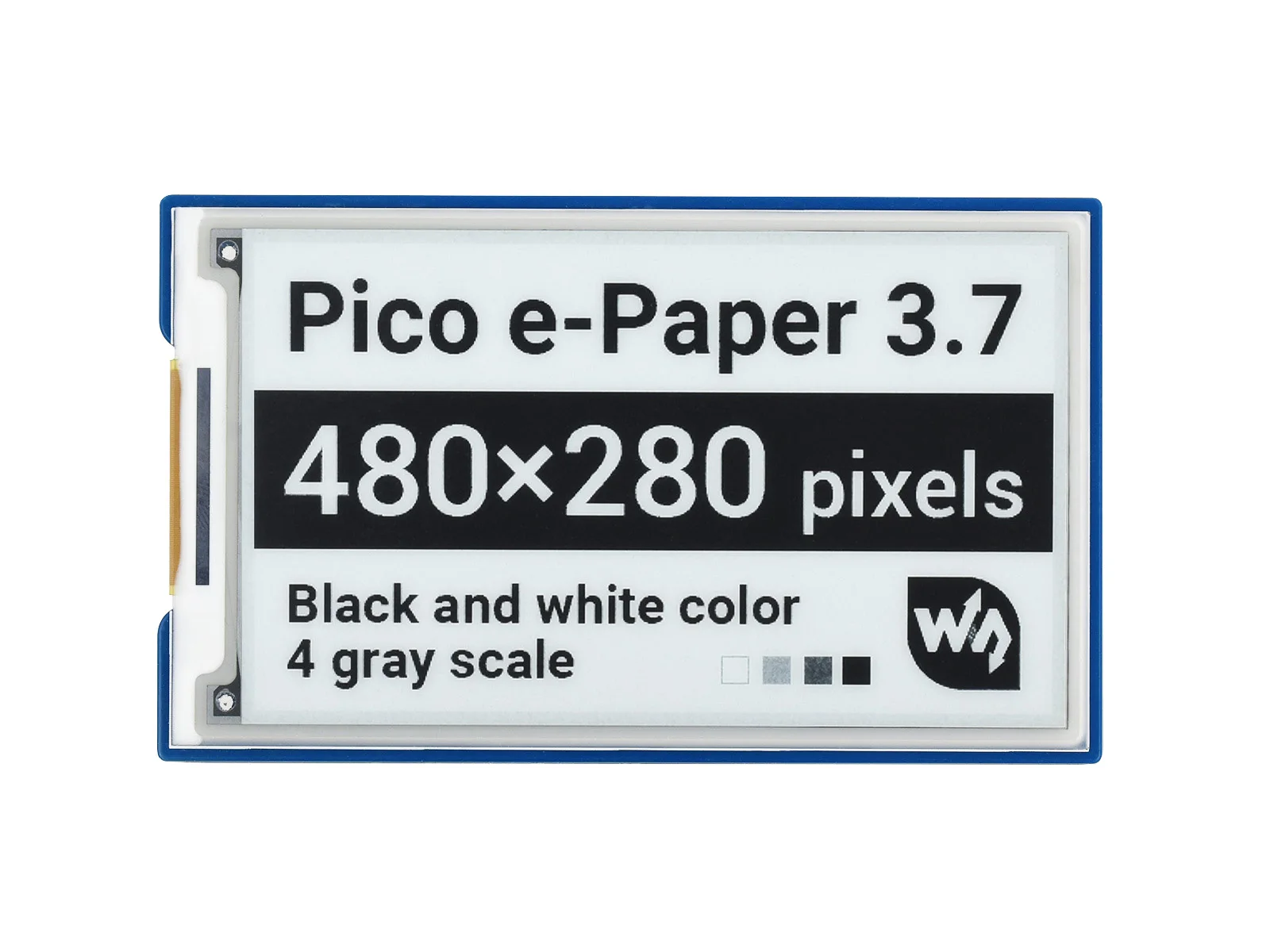 

Pico-ePaper-3.7,3.7inch E-Paper E-Ink Display Module For Raspberry Pi Pico, 480×280 Pixels, Black / White, SPI Interface