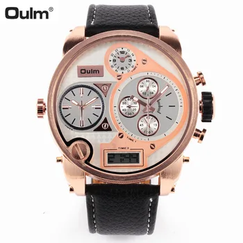 

Big Face OULM 9316 Brand Japan Movt Quartz dz Watch Large Men Dual time Male Imported Reloj Hombre Relogio Masculino Original