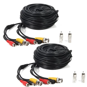 

2 Pcs black 100ft Feet AV Video Audio & Power BNC Cable for CCTV Video Security Surveillance Camera with 4 RCA Male to BNC Femal