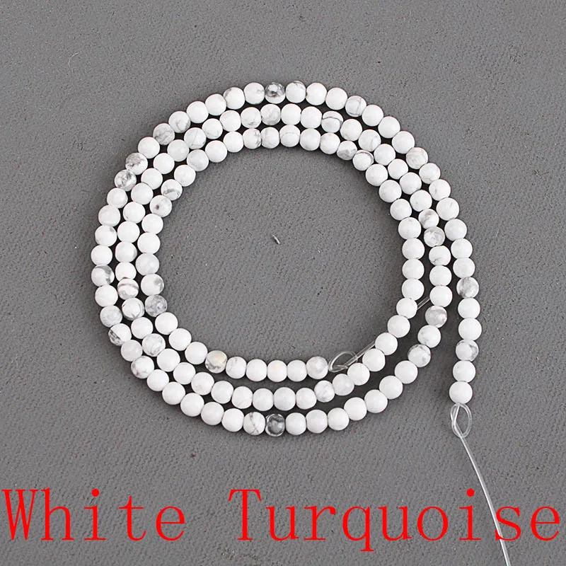 White Turquoise Натуральный камень Агаты Амазонит гранат Turquoises Лазурит Круглые свободные бусины для самостоятельного изготовления ювелирных изделий браслет ожерелье 2 мм 3 мм - Цвет: White Turquoise
