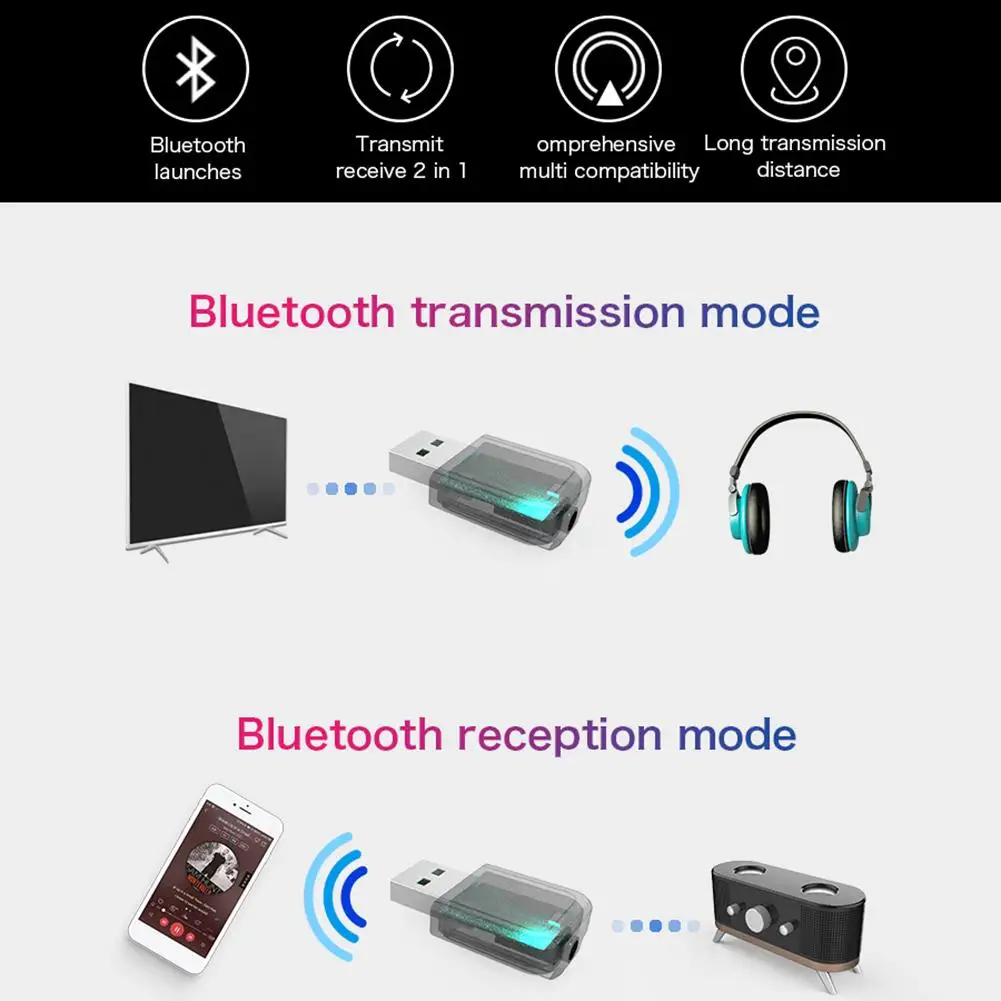 3 в 1 мини адаптер USB Bluetooth 5 0 с разъемом мм стереозвук музыка беспроводная для ТВ
