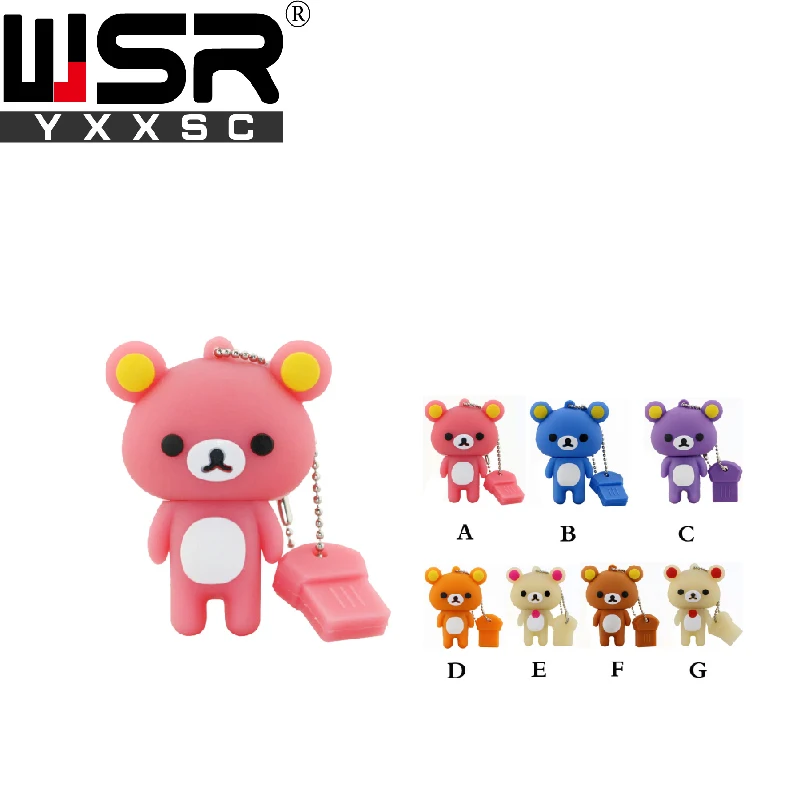 New bear rilakkuma style usb2 0 pen drive 32gb 64gb 128gb portable mini waterproof usb flash 2