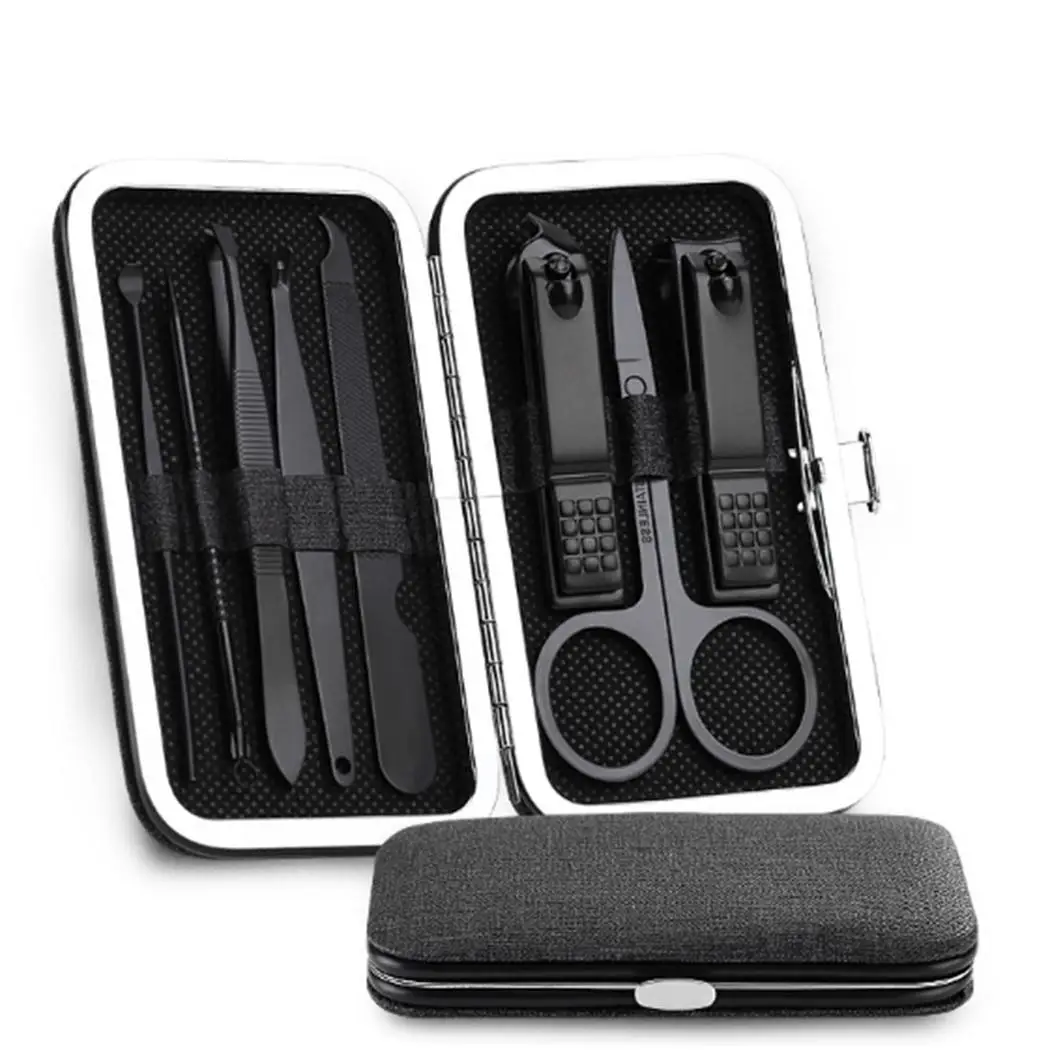 18 шт., машинка для стрижки ногтей из нержавеющей стали, триммер для ушей, черный/серый/розовый, инструменты для маникюра, повседневный набор